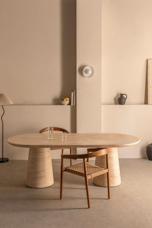Livia tavertin-look, Huis en Inrichting, Tafels | Eettafels, Nieuw, 200 cm of meer, Vijf personen of meer, Ovaal, Ophalen of Verzenden