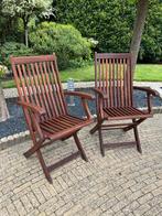 2 stuks teak houten tuinstoelen, inklapbaar, Tuin en Terras, Tuinstoelen, Ophalen, Zo goed als nieuw, Teakhout, Inklapbaar