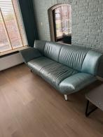 Te koop bank,leer, blauw, koinor, goossens, Ophalen, Gebruikt, Leer, Modern