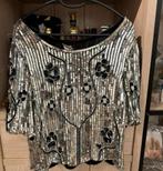 Zilveren uniek, downtown Abby, Vintage 100% zijden, Maat 38/40 (M), Overige kleuren, Ophalen of Verzenden, Zo goed als nieuw