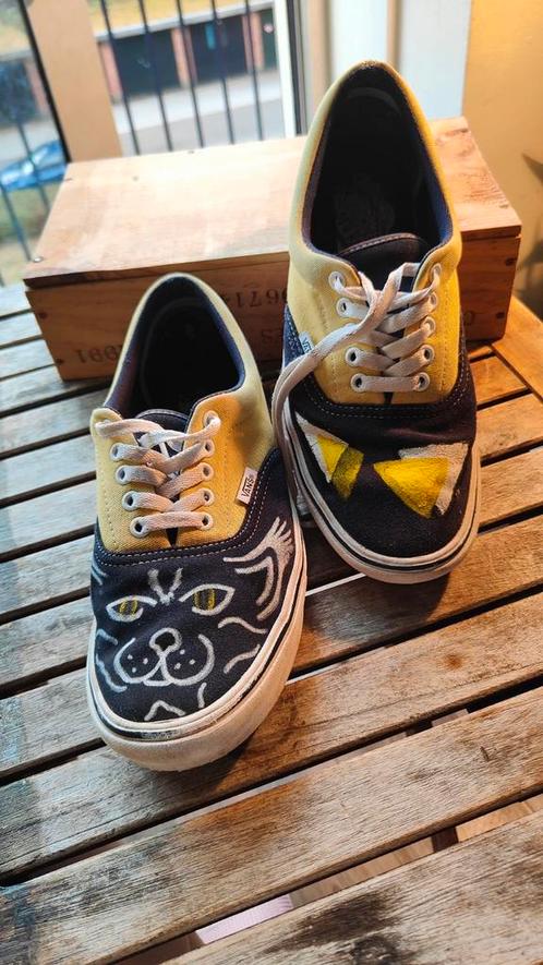 Unieke Vans Authentic –unisex- Handbeschilderd Kattenontwerp, Kleding | Heren, Schoenen, Zo goed als nieuw, Sneakers of Gympen