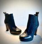 G Star Raw design hakken / enkel laarzen leer + denim 38, Blauw, G Star RAW, Ophalen of Verzenden, Schoenen met hoge hakken