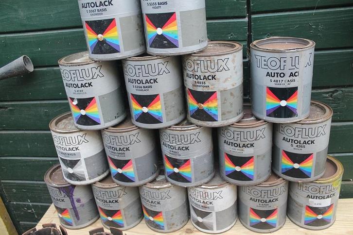 autolakken van Teoflux - nieuw - 17 blikken of per stuk, Auto diversen, Onderhoudsmiddelen, Ophalen