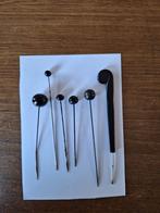 6 hoedenspelden met zwarte knop, Sieraden, Tassen en Uiterlijk, Antieke sieraden, Ophalen of Verzenden, Overige materialen, Overige typen