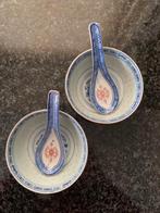 Set van 2 vintage Jingdezhen kommen + bijbehorende lepels, Antiek en Kunst, Antiek | Porselein, Ophalen of Verzenden