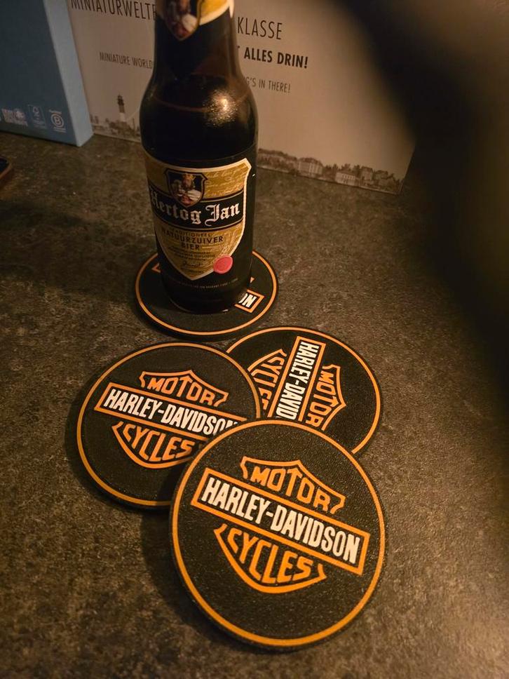 Harley Davidson Onderzetters - Set van 4, Verzamelen, Biermerken, Nieuw, Viltje(s), Overige merken, Ophalen