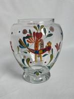 Handgeschilderd - glas - kunst/antiek - vaas, Ophalen of Verzenden