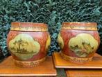 2 Antiek Chinese Houten Rijstpotten Handbeschilderd, Antiek en Kunst, Ophalen