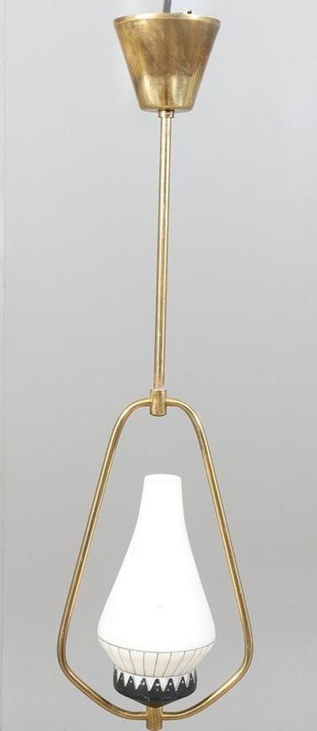Zweedse jaren 50 hanglamp. Opalineglas/messing. beschikbaar voor biedingen