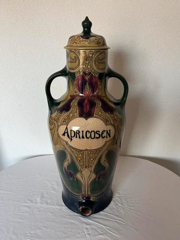 Jugendstil Plateel JK Gouda Zuid-Holland Apricosen Pot Vaas beschikbaar voor biedingen