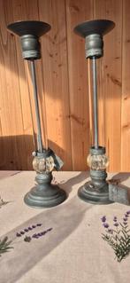 kandelaars met glazen middenstuk, Ophalen of Verzenden, Glas