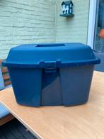 Mooie blauwe paardenkoffer met borstels, Dieren en Toebehoren, Ophalen of Verzenden, Gebruikt