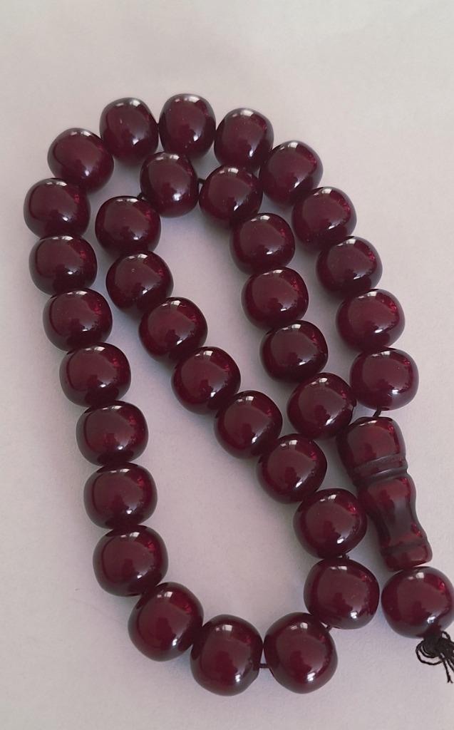 Antieke Cherry Bakeliet rozenkrans/tesbih,  110 gr, Sieraden, Tassen en Uiterlijk, Antieke sieraden, Ketting, Overige materialen