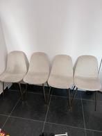 4 Beige Eetkamerstoelen met Gouden Poten, Huis en Inrichting, Stoelen, Gebruikt, Overige kleuren, Ophalen of Verzenden, Vier