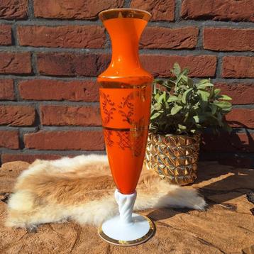 Vintage Empoli glazen vaas knaloranje, H 28 cm beschikbaar voor biedingen