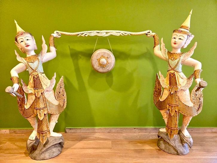 TEMPELBEELDEN HOUT THAILAND 142 CM!, Antiek en Kunst, Kunst | Beelden en Houtsnijwerken, Ophalen