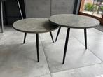 2 ronde salontafels metalic grijs, 55 tot 75 cm, Rond, Gebruikt, Hout