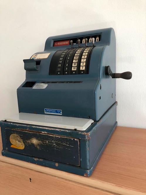 Vintage blauwe national kassa uit Zweden, Antiek en Kunst, Curiosa en Brocante, Ophalen