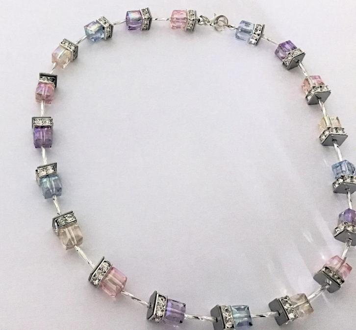 Exclusieve design ketting/collier handgemaakt met Swarovski, Sieraden, Tassen en Uiterlijk, Kettingen, Nieuw, Steen of Mineraal