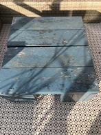 Steigerhouten tafels 2x op wieltjes 5cm dik hout, Ophalen, Gebruikt, Rechthoekig, Hout