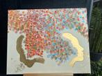 Abstract schilderij met 23 3/4 krt bladgoud, Ophalen of Verzenden
