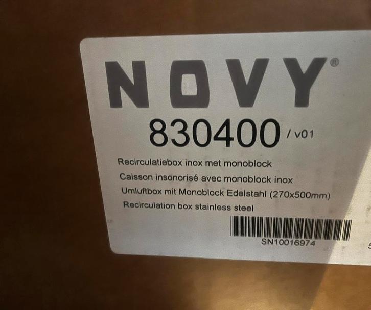 Novy 843400 Recirculatiebox grijs met monoblock., Witgoed en Apparatuur, Afzuigkappen, Nieuw, Inbouw, Recirculatie, Ophalen