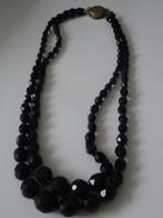 ketting gitten halsketting git zwarte gitten ketting, Ophalen of Verzenden, Gebruikt, Zwart, Steen of Mineraal