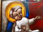 Opaline gebrandschilderd Icoon Maria en Jezus Gebr. Paridon, Ophalen of Verzenden