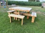 Picknicktafel vierkant 8 personen, Ophalen, Nieuw, Vierkant, Hout
