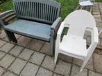 kunststof bank en 4 stoelen, Ophalen, Gebruikt, Kunststof, Bank
