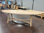 Massief ovale eiken eettafel met unieke poot 250x110cm, Ophalen, 100 tot 150 cm, Eikenhout, 200 cm of meer