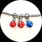 Trollbeads Kerst Ornament blauw en rood / hanger zilver, Glas of Kristal, Ophalen of Verzenden, Zo goed als nieuw, Trollbeads