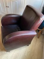 Bruine leren fauteul voor weinig, Huis en Inrichting, Fauteuils, Ophalen, Minder dan 75 cm, Leer, Zo goed als nieuw