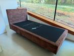 Auping elektrisch eenpersoons bed met achterwand, Ophalen, Eenpersoons, Bruin, 200 cm