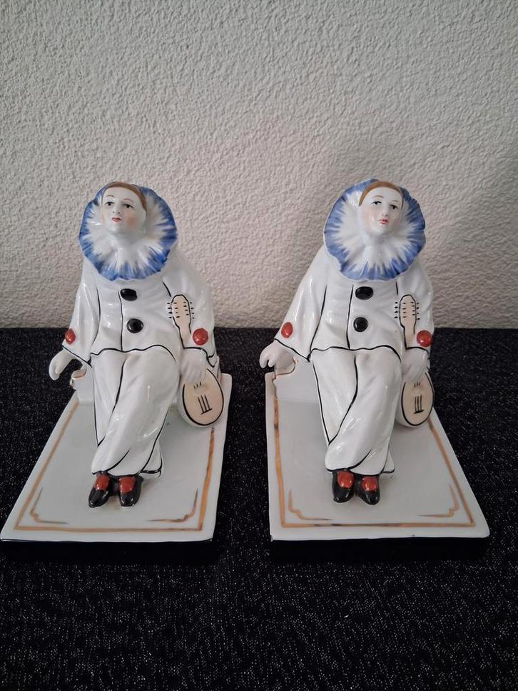 Art deco pierrots boekensteunen, Antiek en Kunst, Antiek | Porselein, Ophalen