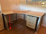 Bureau hoek - 160 cm - ladeblok en kast - goede kwaliteit, Ophalen, In hoogte verstelbaar, Zo goed als nieuw, Bureau