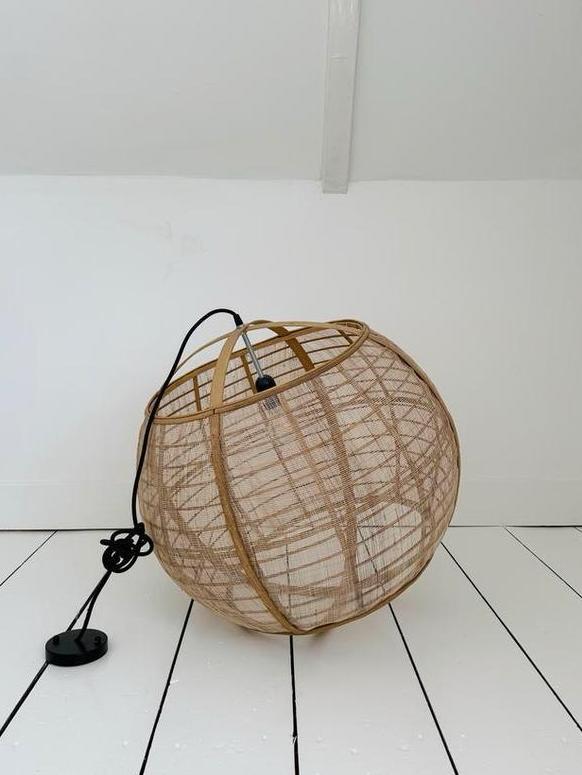 Boho hanglamp uit Bali van Laggis Living, hout, jute ZGAN, Huis en Inrichting, Lampen | Hanglampen, Zo goed als nieuw, 50 tot 75 cm