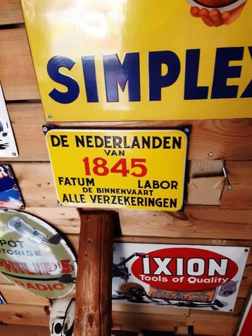  emaille bord bordje verzekering 1845 orgineel en mint beschikbaar voor biedingen