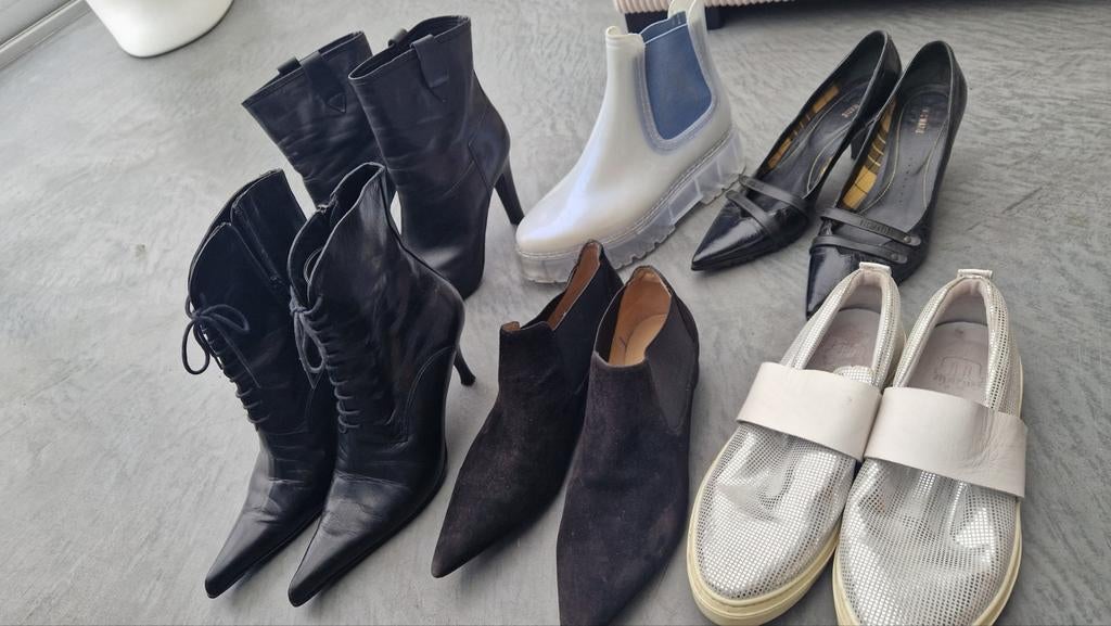 Uitzoeken zara h&m leren schoenen laarzen 40/41  7,50 pstuk, Verzenden, Zwart, Lage of Enkellaarzen, Onbekend