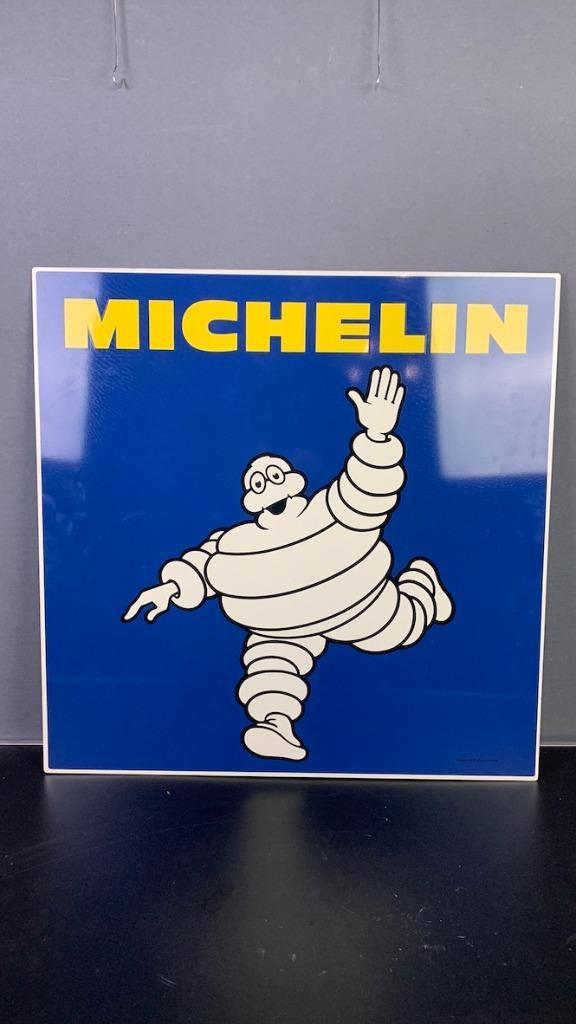 Michelin Bibendum reclamebord S128 65x65cm, Antiek en Kunst, Antiek | Emaille, Ophalen of Verzenden