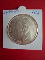 Zilveren 2 1/2 Gulden 1939 - Wilhelmina, Zilver, Ophalen of Verzenden, Koningin Wilhelmina, Losse munt