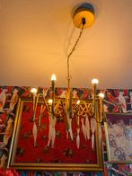 Kroonluchter goudkleur, 12 (fittingen)lamps en 12 pegels, Huis en Inrichting, Lampen | Kroonluchters, Ophalen of Verzenden, Zo goed als nieuw