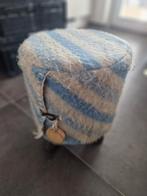 Lappalou Krukje - Blauw/Wit Gestreepte Bekleding, Hout, Minder dan 50 cm, Rond, Minder dan 50 cm