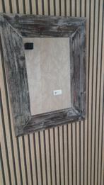 Rechthoekige stoere vergrijsd houten spiegel vintage, Minder dan 100 cm, Gebruikt, Rechthoekig, 50 tot 75 cm