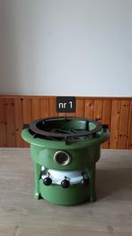 EMAILLE RESEDA GROENE 3 PITS PETROLEUMSTEL MERK BECCON., Antiek en Kunst, Antiek | Emaille, Ophalen of Verzenden