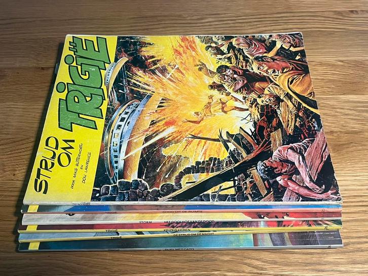 6 Stripboeken Trigië + Storm stripalbums Oberon, Boeken, Stripboeken, Zo goed als nieuw, Meerdere stripboeken, Ophalen of Verzenden