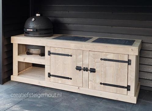 Buitenkeuken steigerhout verrijdbaar grill kamado mancave, Tuin en Terras, Buitenkeukens, Nieuw, Houtskool, Inbouw, Vrijstaand