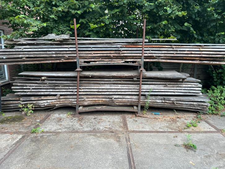 Restpartij bladen 650 cm Lariks, Iepen, Eiken kachelhout, Doe-het-zelf en Verbouw, Hout en Planken, Zo goed als nieuw, Plank, Overige houtsoorten