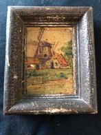Antiek schilderijtje molen 9,5x7,5 cm, Antiek en Kunst, Ophalen of Verzenden