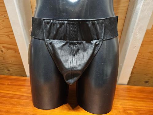 Echt leren jockstrap handgemaakt zwart L, Kleding | Heren, Ondergoed, Slip, Zwart, Verzenden